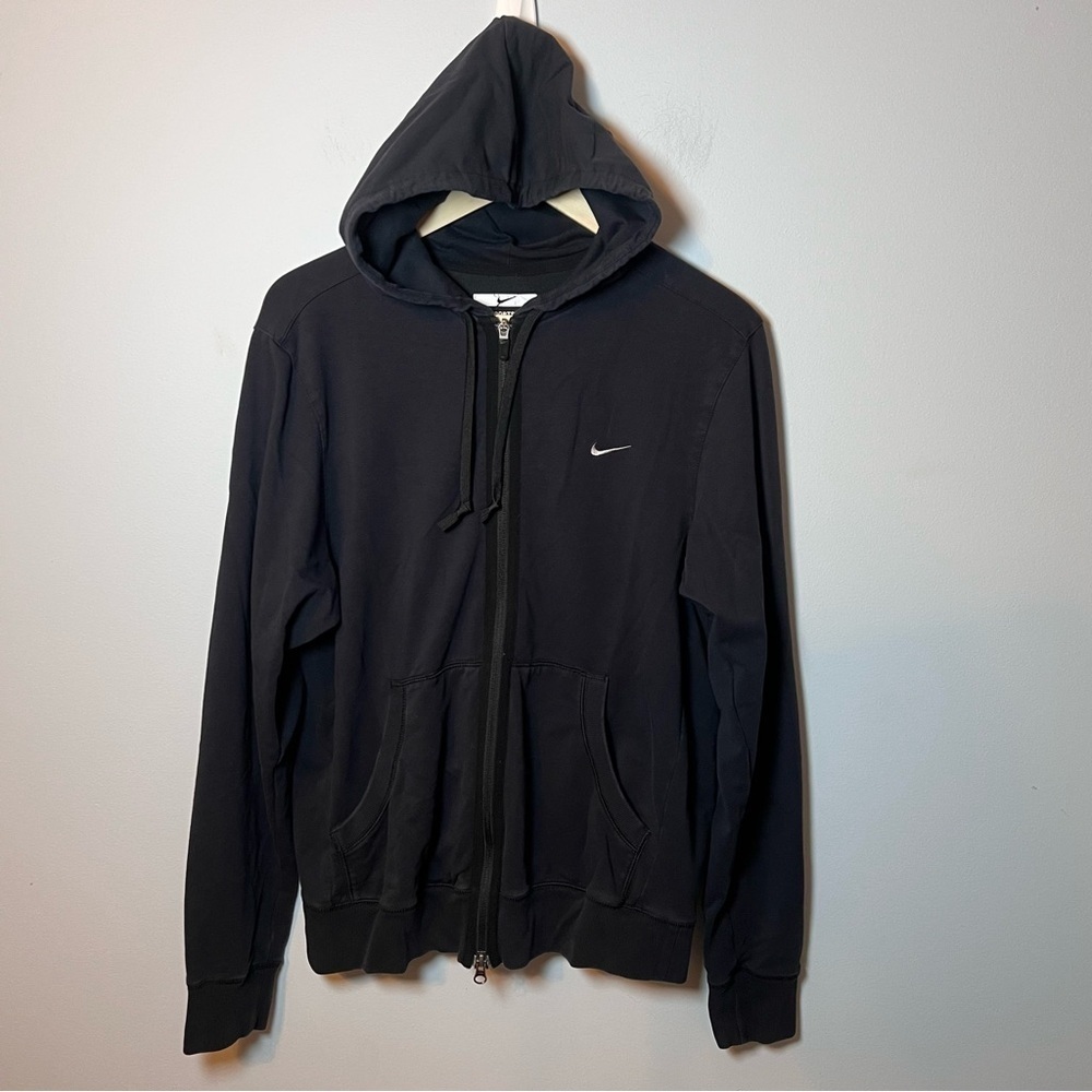 NIKE Fit Dry Full Zip Hoodie Mens M Black Lightweight Jacket Stretch Sport Hoody